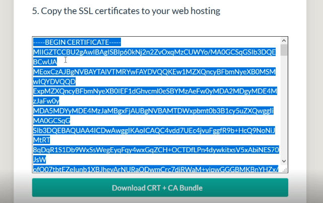 Copy SSL certificate CA Bundle