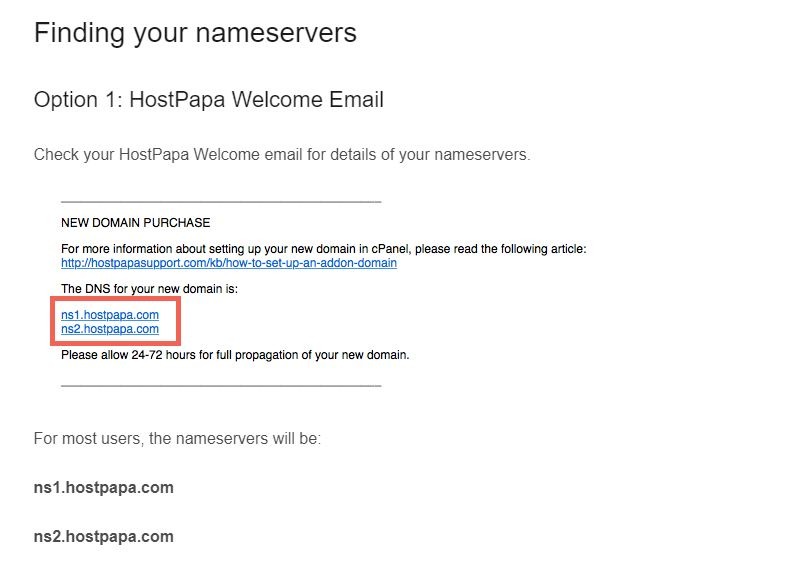 Obtain the Name Servers of your Hosting Provider. Image 1