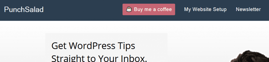 Ko-fi button in the menu example